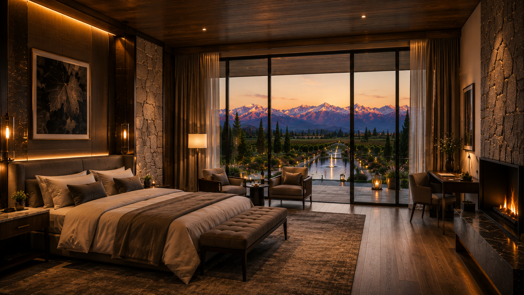 Suite del viñedo con gran ventanal y vista al paisaje