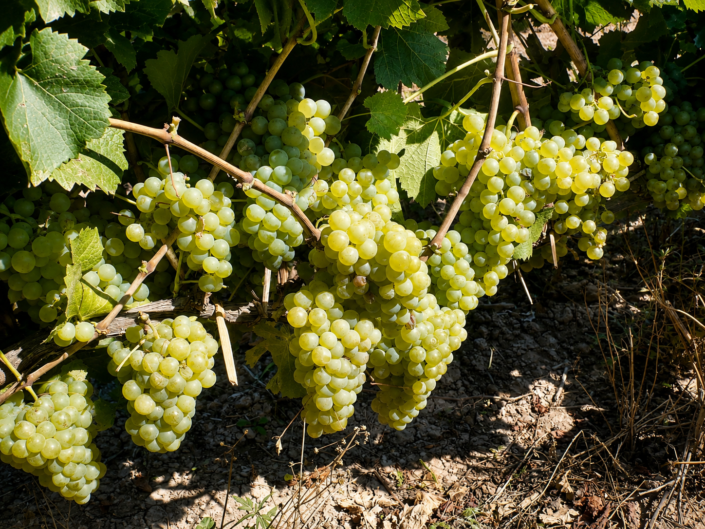 Racimos maduros de Semillón en viñas históricas de 1942